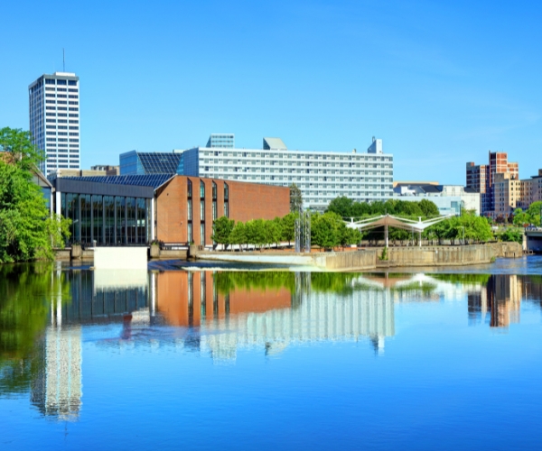 Photo of the ST. Joseph's river where the City of South Bend, IN derives it's name for its location on the southernmost bending-part of the river.